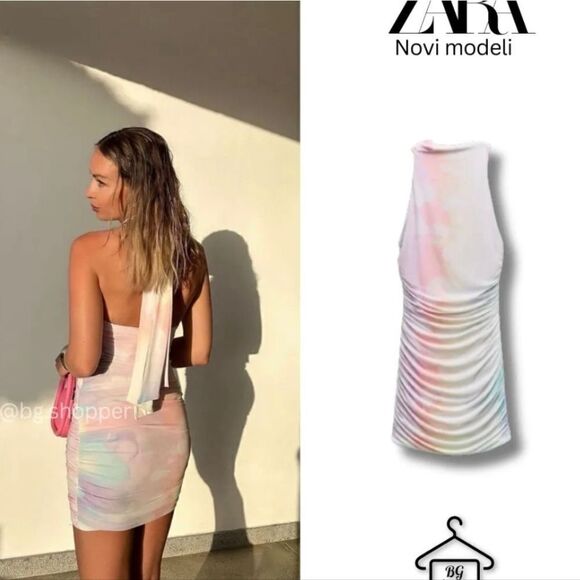 NWT ZARA SHORT TULLE DRESS WITH PRINT - Picture 4 of 11